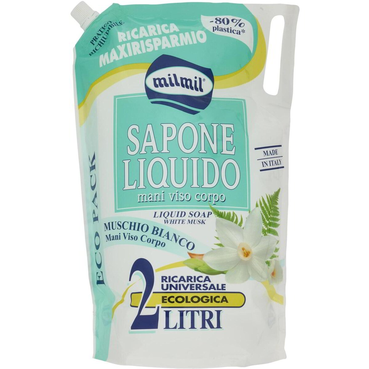 Milmil milmil Sapone Liquido Muschio Bianco Ricarica Universale Ecologica 2 ...