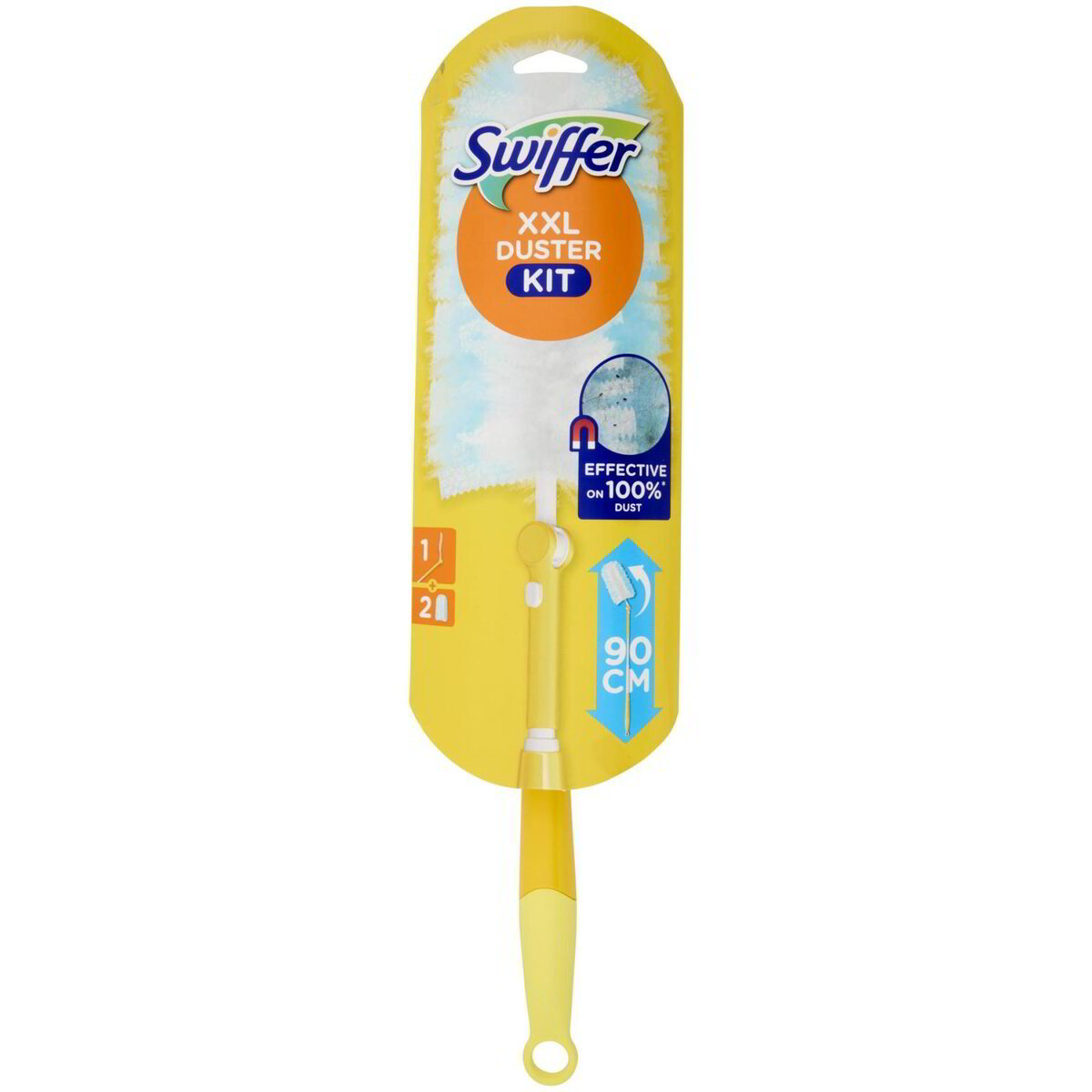 Swiffer Duster XXL - Kit Plumeau Télescopique 90 Cm + 2 Recharges - Attrape Poussière Et Poils