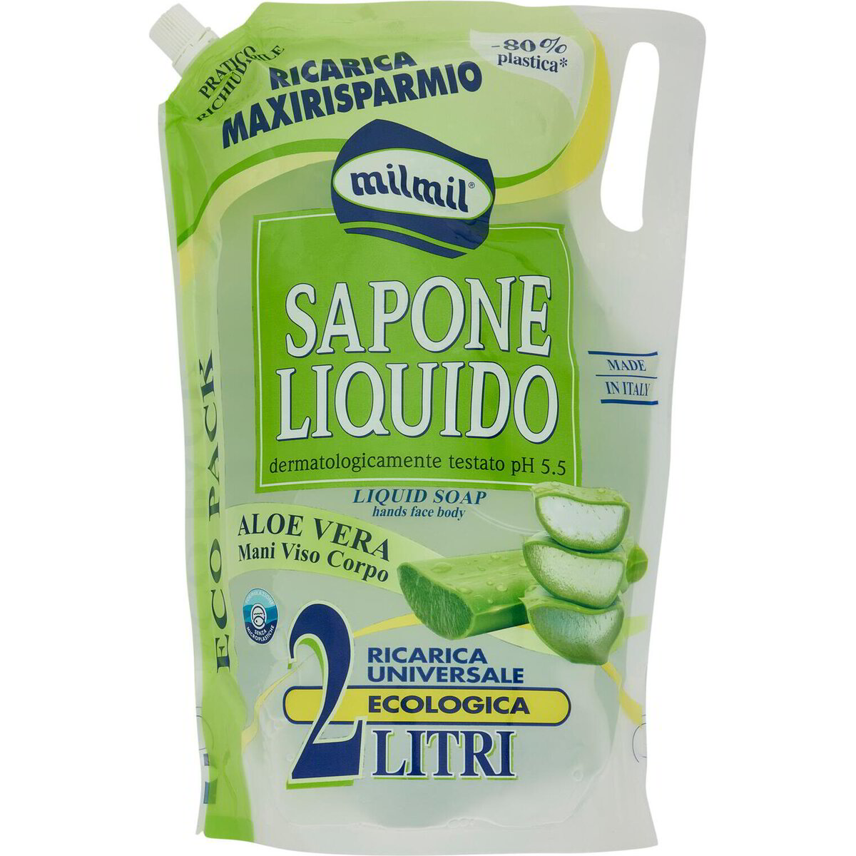 Milmil milmil Sapone Liquido Aloe Vera Ricarica Universale Ecologica 2 Litri ...