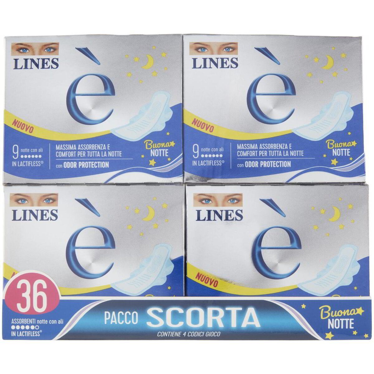 Lines è Assorbenti notte con ali 4 x 9 pz Lines | IperDrive